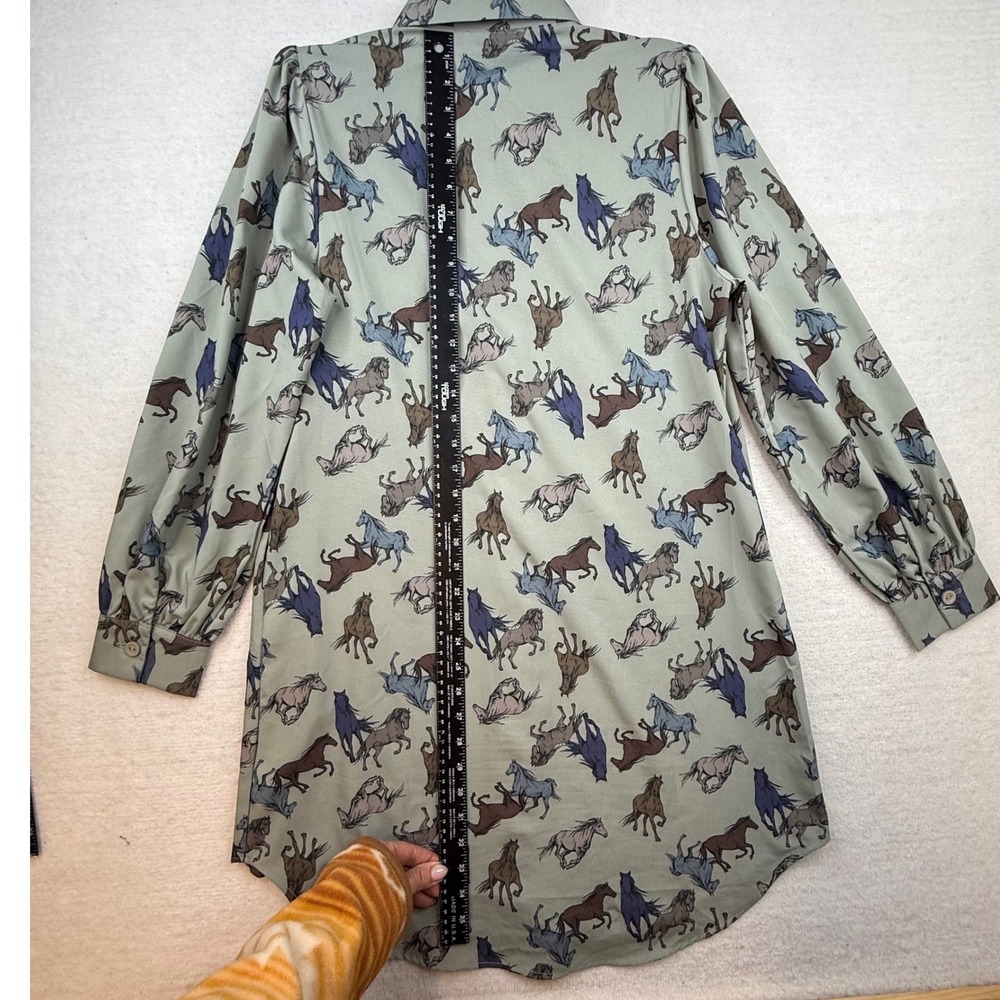 VTG Womens Horse all over Print Shirt Dress M USA cowgirl western equestrian - Picture 8 of 9
